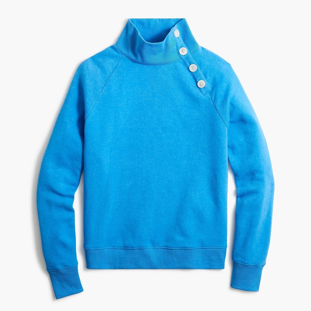 J Crew Womens Plus Size 2X Wide Button-Collar Pullover Sweatshirt in Blue AC689